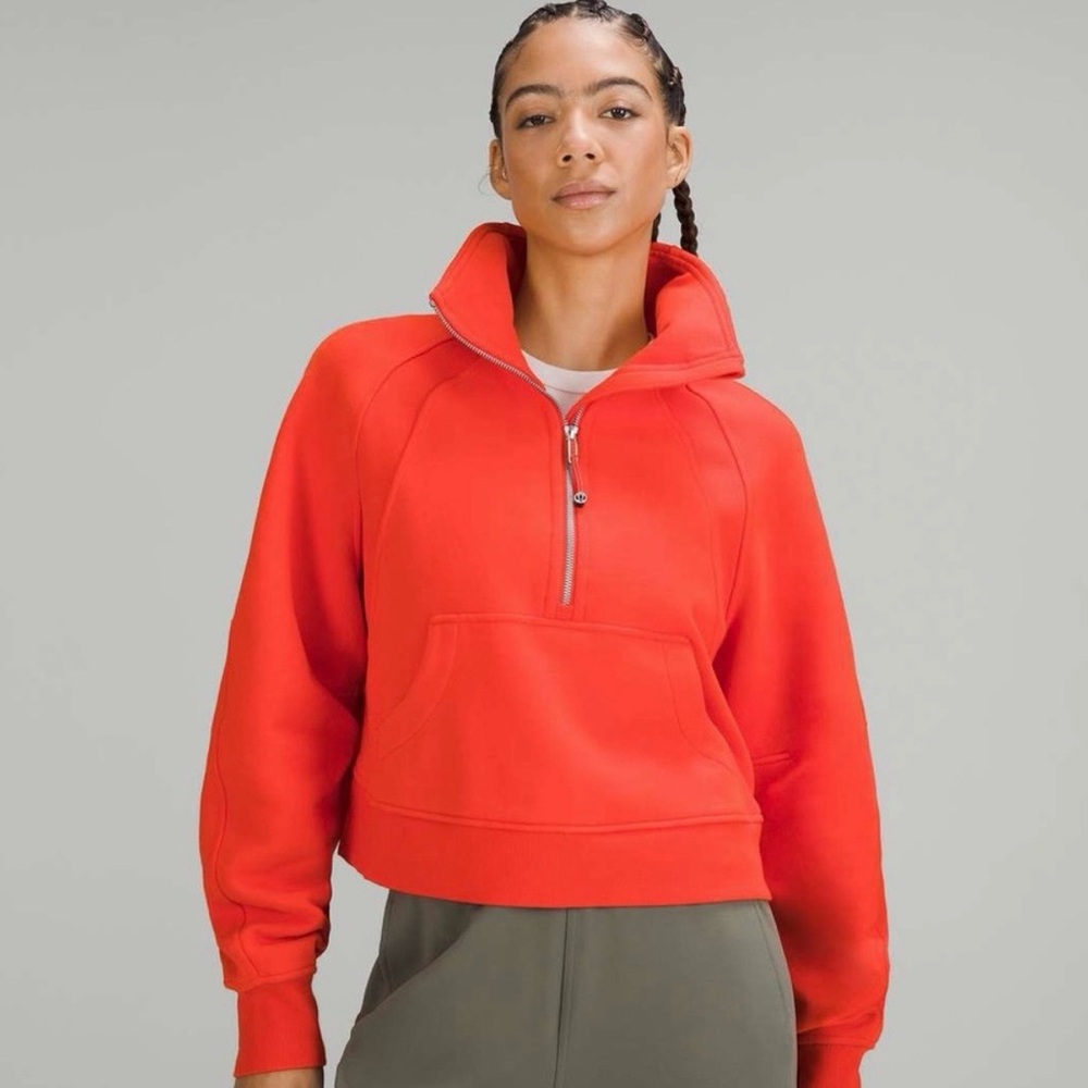lululemon solar orange funnel neck oversized scuba Half-Zip Sweatshirt